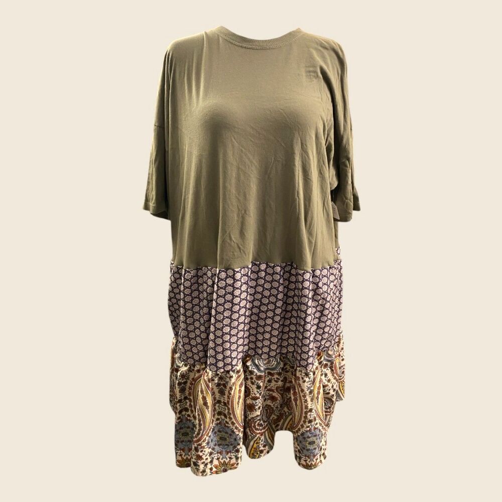 NWT 2XL oversized t-shirt paisley Mash-Up Upcycled Reworked skirt dress
